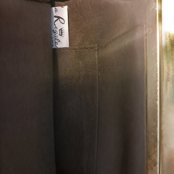 Vintage La Regale Tapestry Black Floral Purse with Silk Lining and Metal Chain - Picture 6 of 6